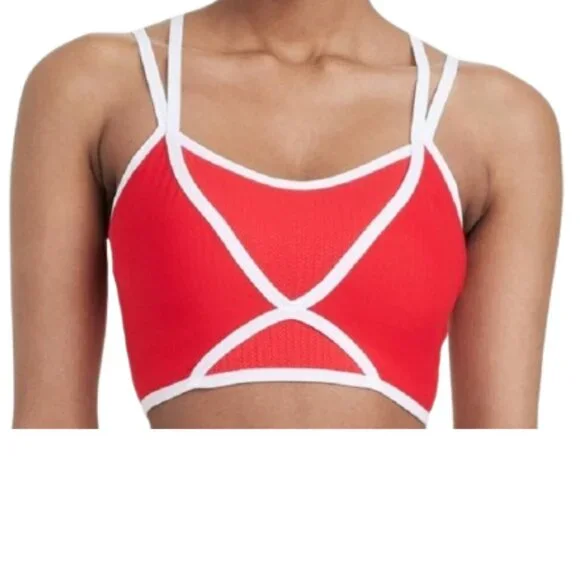 Women's Contrast Trim Layered Bralette Colsie Lively Red S NWT - Picture 1 of 7